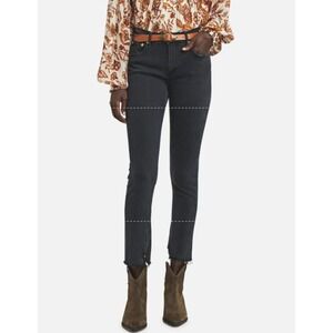 Agolde Toni Mid Rise Slim Straight Leg Jean Frayed Hem‎ Black Size 29